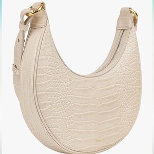 JW PEI Beige Croc-Embossed Hobo Bag